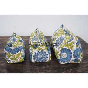 Pochette cosmétique indienne matelassée en coton biologique, faite à la main, avec fermeture éclair à pompon, écologique, durable, style vintage, multicolore - Product Image 2