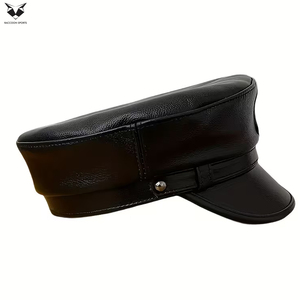 Casquettes en cuir noires personnalisées, nouvelle collection, design unique, meilleur fournisseur, prix de gros, fabriquées au Pakistan, pour tenues de club. - Product Image 5