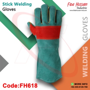 Guantes de trabajo de soldadura resistentes al calor de calidad superior de vaca divididos personalizados guantes de cuero de Pakistán - Product Image 3