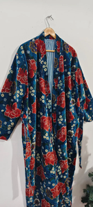 Robe Kimono Longue en Coton Imprimé à Col en V Séchage Rapide Légère pour Demoiselle d'Honneur Printemps-Été Vêtement de Nuit - Product Image 2