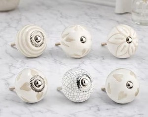 White ceramic kitchen knobs Ceramic Cabinet Knob Round Design Handcrafted Decorative Drawer Pull for Bedroom Furniture - Product Image 2