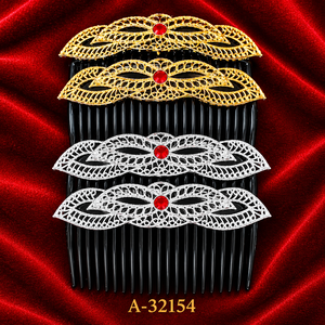 Elegante Peineta de Pelo Vintage Dorada Hecha a Mano con Decoraciones de Diamantes de Imitación, 13CM, Accesorio Nupcial para Boda A-32151 - Product Image 6