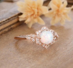 Vintage <b>Opal</b> Engagement <b>Ring</b> Rose Gold Plated Bridal Jewelry Handmade Gemstone Promise <b>Ring</b> Anniversary Proposal Birthday Gift - Product Image 5
