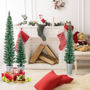 Ensemble de 3 seaux artificiels en métal argenté en pot Décoration de Noël pour sapin de Noël élégante - Product Image 5