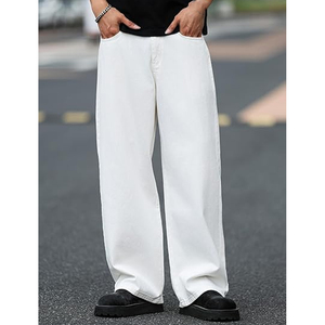 Jeans en denim ample et surdimensionné pour hommes, coupe large, style décontracté vintage streetwear, pantalon noir tendance - Product Image 3