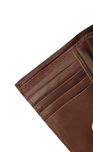 Portefeuille court en cuir véritable pour homme de haute qualité, logo personnalisé imprimé, fermeture pliante, porte-cartes, doublure en soie, durable, vente en gros - Product Image 5