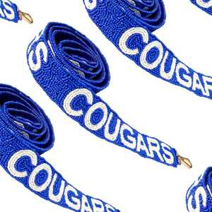 Sangle de sac perlée COUGARS |   Sangle de sac à main artisanale pour le jour du match - Product Image 1