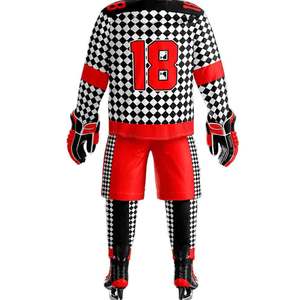 Uniformes de hockey sur glace imprimés respirants de haute qualité, fabrication professionnelle, vêtements d'équipe unisexes, 100% polyester, séchage rapide, coupe courte - Product Image 3