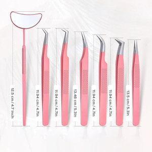 Ensemble de pinces professionnelles en acier inoxydable pour extensions de cils avec miroir pour une application et un isolation précis des cils - Product Image 1
