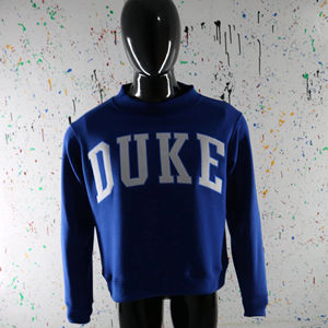 Sudadera DUKE NAVY BLUE con cuello simulado y aplique gris, de gran tamaño, 100% algodón de alto gramaje, moderna, Finer Threads - Product Image 1