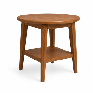 <b>Solid</b> Teak <b>Round</b> <b>Dining</b> <b>Table</b> Open Shelf Scandinavian Minimalist Eco-Friendly Durable Waterproof 2-Seater for Villa Hotel Use - Product Image 1