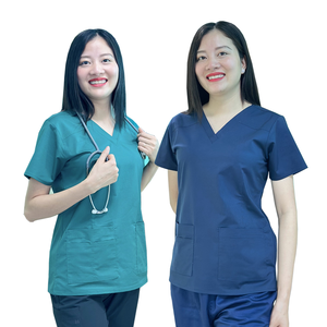 ชุดเครื่องแบบพยาบาลผ้าเรยอนขัดผิวนุ่มป้องกันริ้วรอยชุดเสื้อขัดตัวสำหรับผู้หญิงและผู้ชาย - Product Image 1