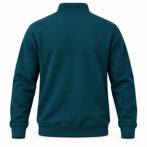 Sweat-shirt en molleton à col montant pour homme, couleur vert-bleu foncé, coupe classique, couleur unie, vêtement décontracté d'automne - Product Image 2