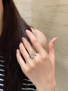 Lab Grown Diamond Clover <b>Ring</b> 14K Solid Gold <b>Dainty</b> Floral Prong Set IGI Certified Elegant Minimalist Luxury Fine Jewelry Gift - Product Image 2