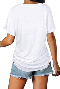 เสื้อยืดคอวีผู้หญิงแฟชั่นใหม่ ผ้าฝ้าย 100% ระบายอากาศได้ดี สวมใส่สบาย เหมาะสำหรับฤดูร้อน คุณภาพสูง ราคาขายส่ง - Product Image 6