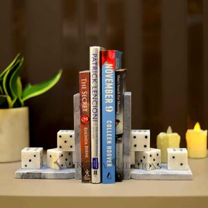 Luxury Marble Dice Decorative <b>Book</b> Holder Set Modern Desk Organizer for Home Office <b>Library</b> Shelf and Study Room Decor - Product Image 1