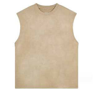 Camiseta sin mangas de corte regular con lavado ácido, personalizada, con estampado por transferencia térmica y pedrería, estilo punk para hombre, ropa urbana, 100% algodón - Product Image 6