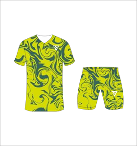 Custom sublimated <b>soccer</b> uniform set for men with lime green and dark teal marble swirl print jersey and matching shorts - Product Image 5