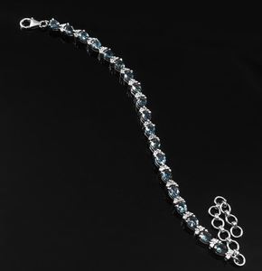 Shama Gems Jewels - Pulsera de Cadena con Topacio Azul de Londres Natural, Plata de Ley 925, Chapada en Oro, Joyería de Lujo para Mujer - Product Image 2