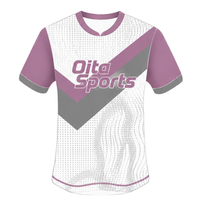 Camiseta de Rugby de Manga Corta Color Malva, Blanco y Gris, Cuello Redondo, Diseño Gráfico, Ropa Deportiva de Alto Rendimiento, para Entrenamiento y Partidos - Product Image 1