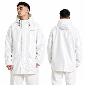 Wholesale <b>White</b> Hooded Nylon <b>Jacket</b> Long <b>Waterproof</b> Windbreaker Streetwear Y2K Custom OEM USA Bulk Apparel Wear men's <b>jackets</b> - Product Image 5