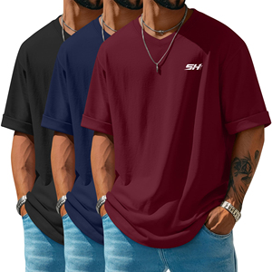 Camiseta Oversize para Hombre, Algodón Grueso, Hombros Caídos, Corte Holgado, Estilo Casual Urbano, Top de Verano Cómodo para el Día a Día - Product Image 1