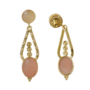 Pendientes colgantes chapados en oro vintage con piedra de ágata y diseño geométrico para mujer, joyería de fiesta - Product Image 2