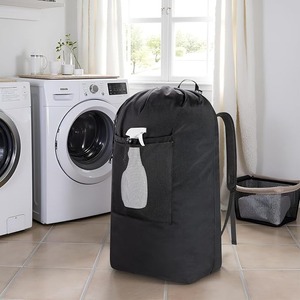 Bolsa de Lavandería Tipo Mochila, Material Oxford, Correas Acolchadas Suaves, Cierre con Cordón, Negra, Tamaño XX-Large, Resistente, Lavable, Cesto para Ropa Sucia, Grande - Product Image 1