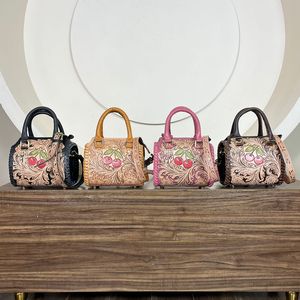 New Arrival Premium <b>Tooled</b> Floral Brown <b>Leather</b> Duffel Bags Small Cowgirl Style Crossbody Top Handle Gym Sports Travel Handbags - Product Image 5