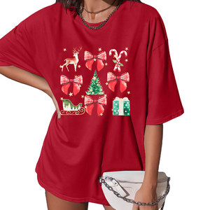 T-shirt de Noël pour femme avec motif lumineux, matière douce au toucher et style décontracté pour les événements hivernaux - Product Image 1