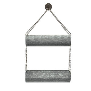 Jardinière suspendue en métal galvanisé de qualité supérieure, design à 2 niveaux, décoration murale intérieure/extérieure avec chaîne métallique, prix le plus bas - Product Image 1