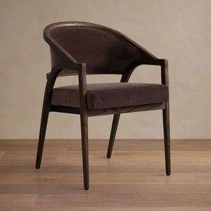 Chaise de salle à manger en teck massif de qualité supérieure avec assise rembourrée pour projets de mobilier de restaurant et d'hôtel modernes et vente au détail - Product Image 1