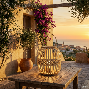 Lanterne en bambou et rotin naturel faite à la main, lanterne décorative tissée, lanterne naturelle écologique pour la maison, le jardin, le mariage, l'extérieur - Product Image 2