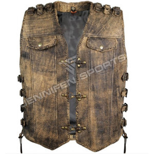 New Wholesale Price Top Quality Super Rider Waistcoat Genuine Antique Leather Motorcycle <b>Vest</b> Biker Leather <b>Vest</b> For Men - Product Image 1