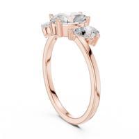 Bague de fiançailles ovale en or rose de luxe à trois pierres, élégante bague de promesse de mariage solitaire pour femme, bijoux de mode