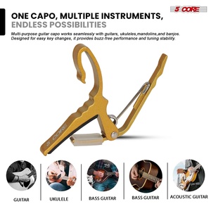Par de capos para guitarra de 5 clavijas de cambio rápido, para guitarra acústica, eléctrica, banjo, mandolina o ukelele, color amarillo - Product Image 3
