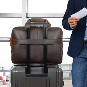 Vintage Style Genuine Leather Briefcase Multi Zip Business Laptop Bag for Men Handmade Travel Office Messenger with Shoulder - Product Image 2