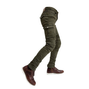 Jean slim bleu personnalisable pour homme, coupe ajustée, coupe-vent et grandes tailles, idéal pour les motards, protection pour la conduite en moto, vente en gros - Product Image 3