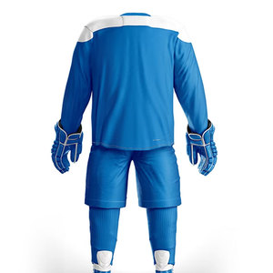 Ensemble de maillots de hockey sur glace personnalisés sublimés pour garçons, 100 % polyester, manches courtes, col en V, taille élastique, bleu et blanc, tenue d'équipe incluse - Product Image 3