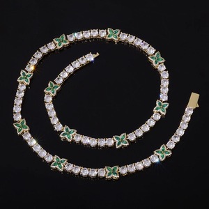 Ensemble collier et bracelet tennis fleur en moissanite hip-hop, style « Iced Out », bijoux de luxe pour femme, idéal pour mariage ou soirée - Product Image 2