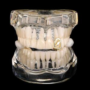 Grillz en argent plaqué or 18 carats avec moissanite en forme d'étoile, micro-incrustation 2GMS, bijoux dentaires unisexe pour fête hip-hop - Product Image 2