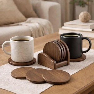Natural Mango Wood <b>Square</b> Coaster <b>Set</b> for Home Decor Table Protection and Gifts At Best Price - Product Image 5