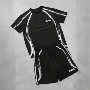 Ensemble T-shirt et short personnalisé, survêtement décontracté oversize d'été, tenue deux pièces en coton doux, style streetwear, vente en gros - Product Image 3