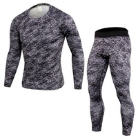 Conjunto Deportivo para Hombre, Leggings de Compresión para Correr, Camiseta de Manga Larga, Transpirable, de Secado Rápido, para Fitness, Gimnasio y Entrenamiento