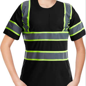 T-shirt de travail unisexe à manches courtes en coton, respirant, imperméable, fluorescent, haute visibilité, pour travaux de construction - Product Image 3