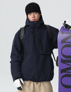 Unisex Hooded Ski <b>Jacket</b> <b>Navy</b> <b>Blue</b> Waterproof Synthetic Insulated Gore-Tex Zipper Closure Snowboarding SkiWear - Product Image 6