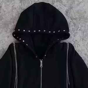 Ensemble de survêtement hiver délavé à l'acide avec strass, accents décoratifs scintillants et veste à capuche zippée à imprimé pois brillants - Product Image 2
