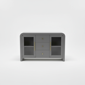 ตู้ไซด์บอร์ด ตู้บุฟเฟ่ต์ห้องนั่งเล่น ตู้คอนโซลพร้อมลิ้นชักกลางสามช่องและกระจกด้านข้างสองด้าน ดีไซน์ทันสมัย สีสันโดดเด่น - Product Image 1