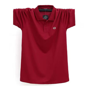 Polo Rojo de Algodón para Hombre, Manga Corta, Logotipo Bordado, Color Sólido Informal, Tejido Transpirable, Corte Regular - Product Image 4