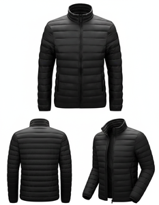 Chaqueta Acolchada de Secado Rápido para Hombre, con Exterior de Poliéster y Relleno de Algodón, Diseño Sólido, Estilo Casual de Invierno - Product Image 2